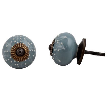 Grey White Leaf Embossed Knob